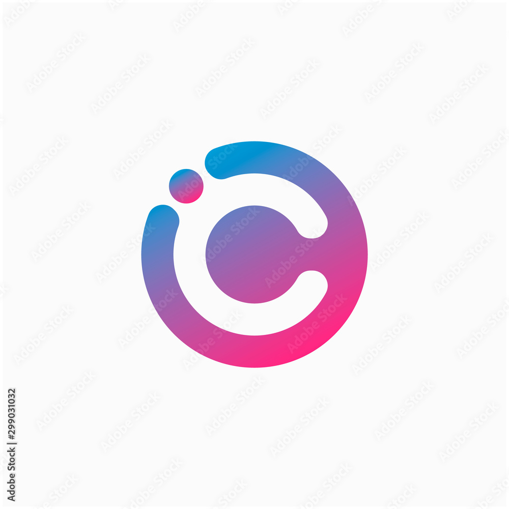 Poster molecule initial letter c logo design , lab logo design element , design vector with dots. - vector