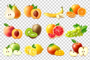 Fotobehang Realistische vruchten Icons Set © Macrovector