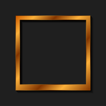 Vintage realistic golden blank instant photo frame. Abstract dark background with bronze orange framework. Vector polaroid style imitation