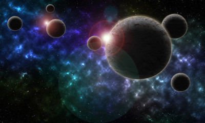 Plakat Star and nebula system, spherical panorama, illustration