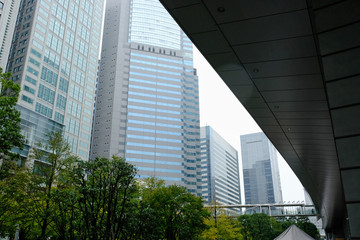 Fototapeta na wymiar office buildings on rainy day