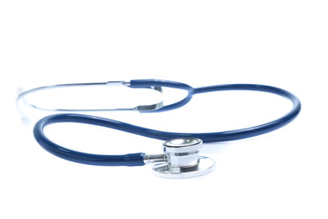 Blue stethoscope isolated on white