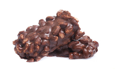 Close up of chocolate bar isolated on white