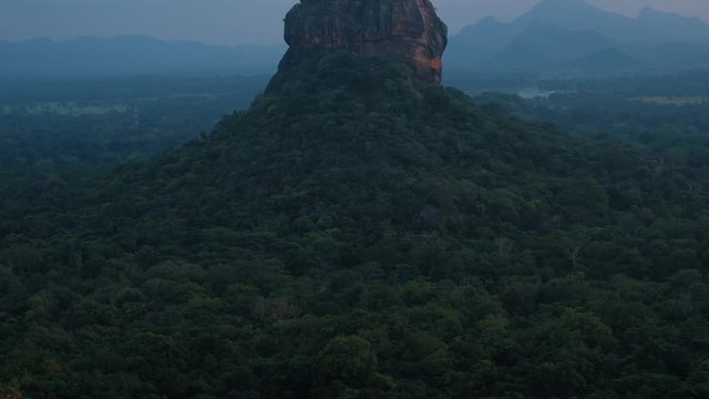 Stock videoSunset Over Lion Rock with Nice View on Sigiriya. Surrounded by Green Rich Vegetation