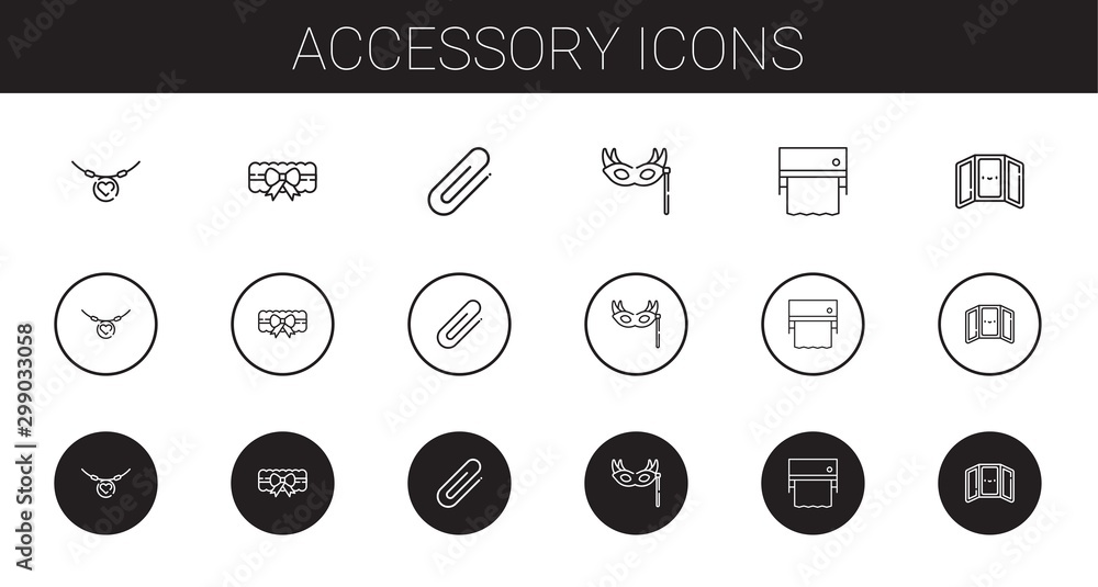 Wall mural accessory icons set