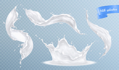 Realistic Milk Splashes Collection