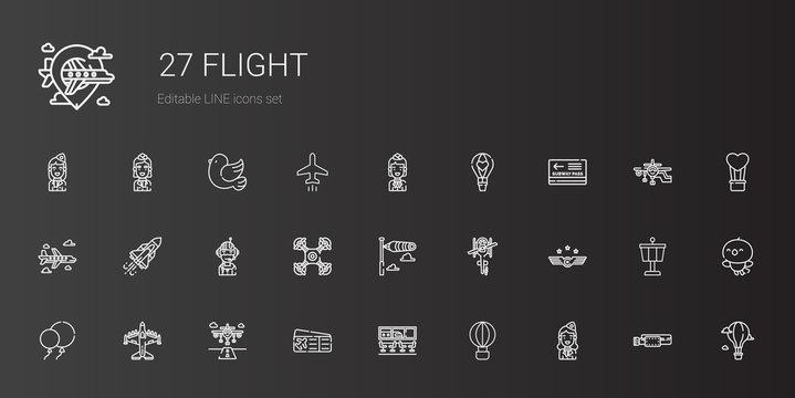 flight icons set