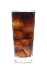 Cola in a glass isolated on white
