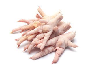 Chicken feet on white background