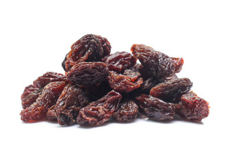 Organic dried Raisins isolated on white background