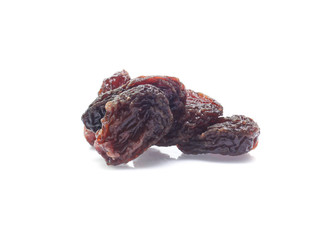 Organic dried Raisins isolated on white background
