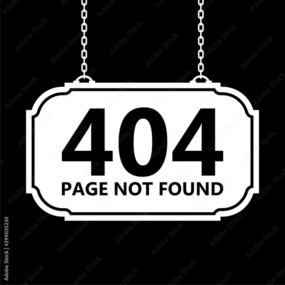 Poster page with a 404 error icon isolated on black background