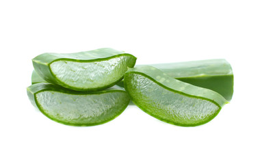 Aloe sliced, isolated on a white background