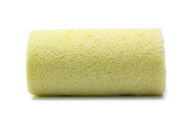 Yellow  roll cake isolated on white background