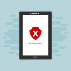 Virus in smartphone. Cyber attack on phone. Blocked Gadget does not work. Vector illustration