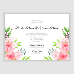 Watercolor floral summer wedding invitation card