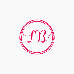 Letter LB logo template. Creative fashion logo design, couple letter , beauty icon. Initial handwriting or handwritten logo for identity. Logo with hand drawn style. wedding concept -vector