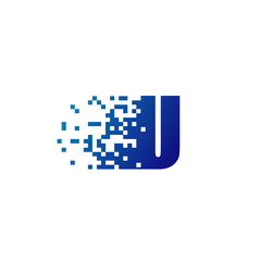 Letter U Pixel Logo, Fast Moving U Logo