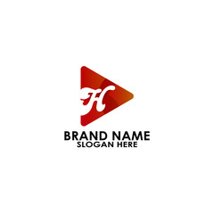 Obraz premium logo letter h media modern