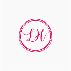 Letter LH logo template. Creative fashion logo design, couple letter , beauty icon. Initial handwriting or handwritten logo for identity. Logo with hand drawn style. wedding concept -vector