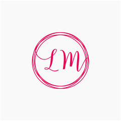Letter LM logo template. Creative fashion logo design, couple letter , beauty icon. Initial handwriting or handwritten logo for identity. Logo with hand drawn style. wedding concept -vector