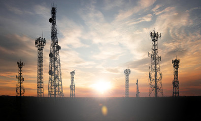 Signal and communication towers have a royal background such as the fall