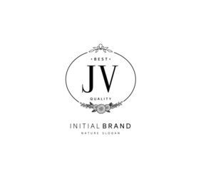 J V JV Beauty vector initial logo, handwriting logo of initial signature, wedding, fashion, jewerly, boutique, floral and botanical with creative template for any company or business.