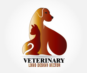 Dog and cat silhouettes logo vector image design