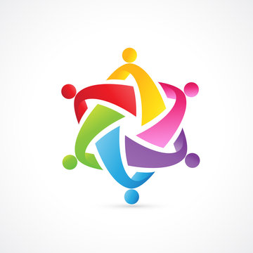 Logo teamwork unity business people colorful image vector