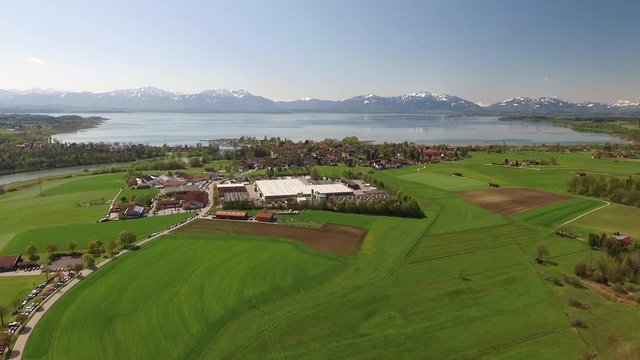 Aerial View to Chiemsee, near by Seebruck, Bavaria, Germany
