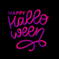 Happy Halloween Text Banner, Vector lettering calligraphy 3d