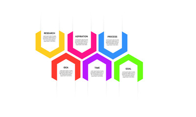 Vector hexagon Infographic stack chart design with icons and 6 options or steps. for business concept. Can be used for presentations banner, workflow layout, process diagram, flow chart