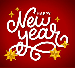 Happy New 2016 Year. Holiday Vector Illustration With Lettering Composition with burst Christmas