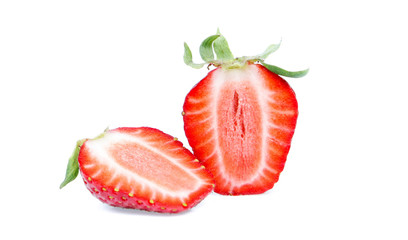 strawberries over white background