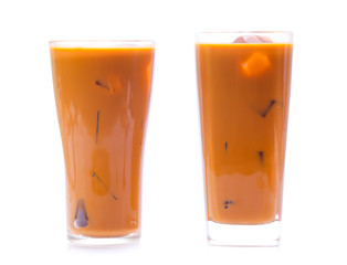 Iced Thai milk tea in glasses (thailand)