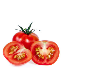 Copy space .Tomatoes isolated on white