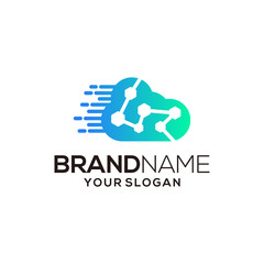 cloud technology logo design modern vector template