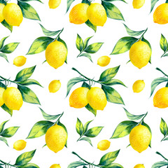 A seamless lemon pattern on white background. - 299040280