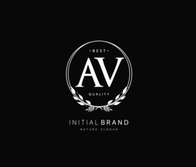 A V AV Beauty vector initial logo, handwriting logo of initial signature, wedding, fashion, jewerly, boutique, floral and botanical with creative template for any company or business.