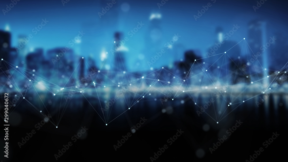 Poster abstract digital network connection blue background 3d rendering