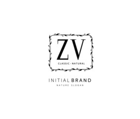 Z V ZV Beauty vector initial logo, handwriting logo of initial signature, wedding, fashion, jewerly, boutique, floral and botanical with creative template for any company or business.