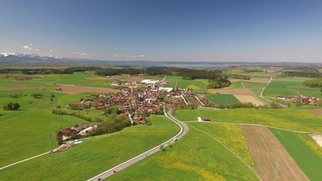 Aerial View to Chiemsee, near by Uebersee, Bavaria, Germany