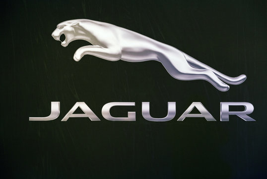 Jaguar cars logo closeup in Kyiv, Ukraine.