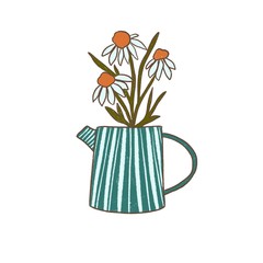 Illustration with home plant in blue pot