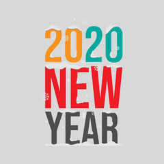 2020 happy new year with winter snowy theme on gray background
