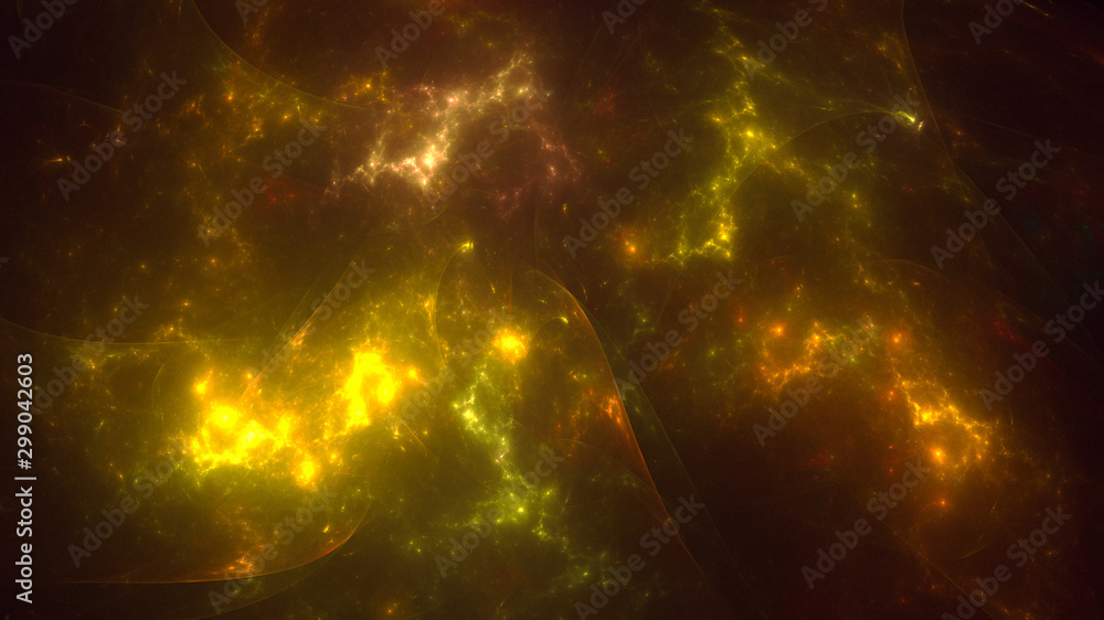 Wall mural fractal 3d rendering abstract gold bright background