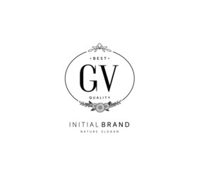 G V GV Beauty vector initial logo, handwriting logo of initial signature, wedding, fashion, jewerly, boutique, floral and botanical with creative template for any company or business.