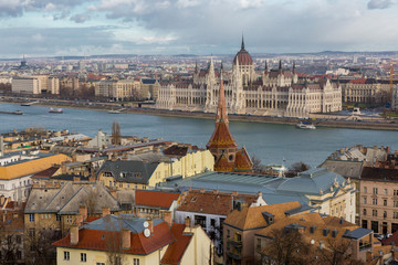 Hungary, Budapest Parliament view from Danube river