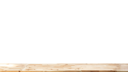 Wood table top on white blurred abstract background from building hallway - can be used for display or montage your products