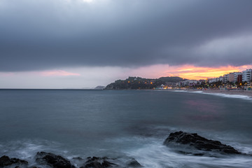 Mediterranean sea long exposure cloudy sky